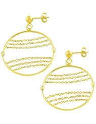 14 Karat Yellow Gold Circle & Chains Dangle Earrings