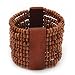Wide Light Brown Multistrand Wood Bead Bracelet - up to 20cm wrist Wide Light Brown Multistrand Wood Bead Bracelet - up to 20cm wrist