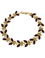 14k Gold Butterfly Bracelet with Genuine Garnets & Citrines