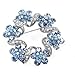 Glamorousky Elegant Flower Brooch with Blue Austrian Element Crystal