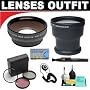 3x Digital Telephoto Professional Series Lens + 0.5x Digital Wide Angle Macro Professional Series Lens + 3 Piece Digital Camera Filter Kit + 6-Piece Deluxe Cleaning Kit + Lenspen + Lens Cap Keeper + DB ROTH Micro Fiber Cloth For The Canon VIXIA HV40, HV30, HV20, HG10 High Definition Camcorders