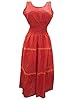 Red Cotton Maxi Dress Women's Smoked Dresses