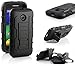 Moto E Case, RANZ Black Rugged Impact Armor Hybrid Kickstand Cover with Belt Clip Holster Case For Motorola Moto E (1st Generation)