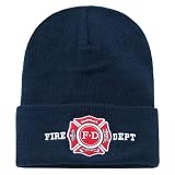 2 in 1 DELUXE Fire Dep, Navy Blue Beanies EMBROIDERED WATCH CAP Hat with HAT ...