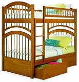Windsor Twin over Twin Bunk Bed Caramel Latte with Flat Panel Bed Drawers