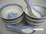 Produkt-Bild: 6 Set Reisschale & L&ouml;ffel &Oslash; 11,5cm "Reiskorn Drachen"