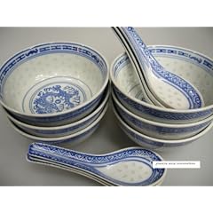 6 Set Reisschale & L�ffel � 11,5cm "Reiskorn Drachen"