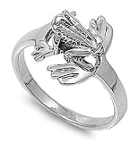 Rhodium Plated Sterling Silver Wedding & Engagement Ring Frog Ring 13MM ( Size 5 to 9)