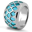 Turquoise Color Resin Inlay Stainless Steel Ring (Sizes 6 - 8)