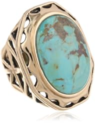 Barse "Windsor" Genuine Turquoise Bronze Weave Ring