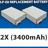 2pcs - Lp-e8 Lpe8 Equivalent Extended Battery for Canon EOS Rebel 550d, Reb ....