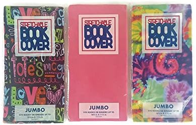 Stretchable Jumbo Book Covers 3 Piece Bundle Tye Dye Pink Black Peace Love