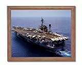 Carrier USS Constellation Ship Home Decor Wall Picture Oak Framed Art Print