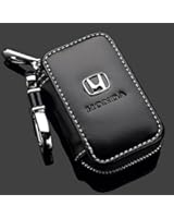 Honda Black Premium Leather Car Key Chain Coin Holder Zipper Case Remote Wallet Bag
