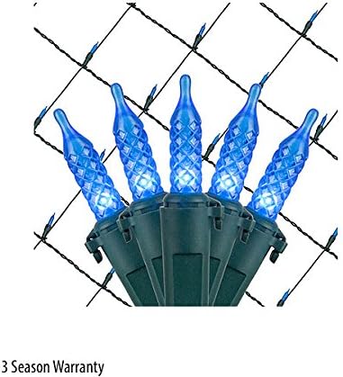 4' x 6' Blue LED Christmas Net Lights, 100 Lamps on Green Wire