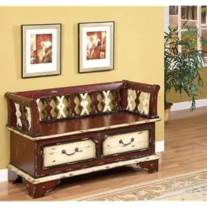 Folk Art Storage Bench
