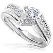 3/4ct TW Round Brilliant Diamond Wedding Ring Set in 14k Gold