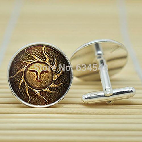 Pretty Lee Heirs Of The Sun Legend Of Zelda In Silver Cufflinks Glass Cabochon Cufflinks C3212