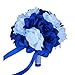 Angel Isabella Artificial Blue & White Silk Rose Bridesmaid Bouquet with Rhinestone Accents - 9 Inch Handheld Floral Arrangement for Weddings Prom Graduation Dance Events