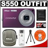 cheap Nikon Coolpix S550 10-Megapixel Digital Camera (Plum) with 5x Optical Zoom + Nikon Camera Case + Cameta Bonus Accessory Kit