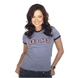 Boston Red Sox Women's Heather Ringer T-shirt with Swarovski Crystals by Majestic Threads