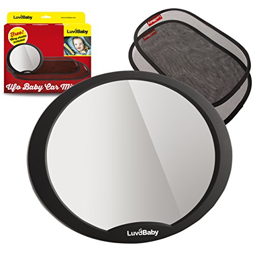 Baby Back Seat Mirror - Free Car Sun Shades 2 Pack - Baby Car Mirror Rear Facing for Headrest