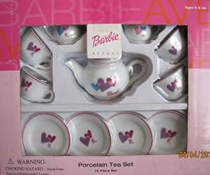 Amazon.com: Barbie Avenue Porcelain TEA SET w 13 Piece CHILD SIZE Set