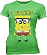Spongebob Squarepants I Love Nerds Green Juniors T-shirt Tee