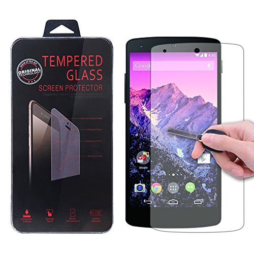 Google Nexus 5 Glass Screen Protector,Akimoom Premium Tempered Glass 2.5D 9H Hardness 0.26mm Ultra Slim Clear Scratch Proof Shatterproof Bubble-free Ballistic Liquid Glass Film For Google Nexus 5
