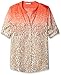 Calvin Klein Women's Printed Blouse with Roll-Tab Sleeves