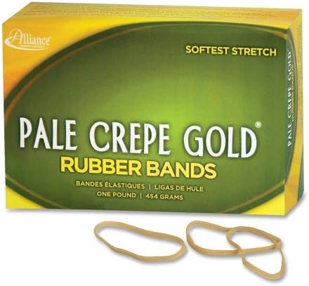 Pale Crepe Gold Rubber Band - Size: #32 - 3" Length x 0.13" Width - 1lb. Box - Natural Crepe