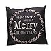 Susenstone Vintage Christmas Letter Sofa Bed Home Decoration Pillow Case (Black)