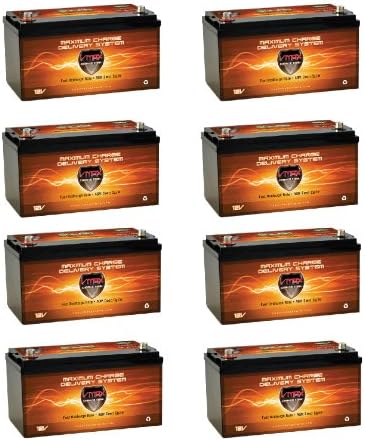 QTY8 VMAXSLR175 AGM 12V 1400AH Battery for Use w/Solar Panel Wind Turbine Gas elec. pwr Backup Generator Smart Charger for Off Grid Sump Pump Lift Winch Pallet Jack Any Other Heavy Duty Application
