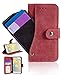 iPhone 6s case,FLYEE Chamois Flip Leather Cover [Stand View] with Rorating Card Slots [Wallet Case]Button Switch and Pocket Shell For Apple iphone 6/6s 4.7 inch-Red