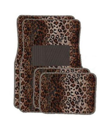 mats for carriers:Tan Leopard Carpet 4 Piece Car Truck SUV Floor Mats Images