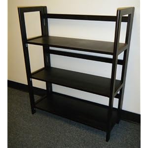 Espresso Collapsible Wood 3-Tier Folding Book Shelf Bookcase by Ennospace