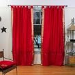 Indo Fire Brick Red Tab Top Sari Sheer Curtain (43 in. x 84 in.)