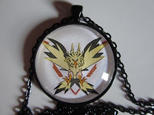Pokemon Go Pokemon Team Instinct Symbol 1.5" Round Glass Pendant Necklace with Matching 24" Chain