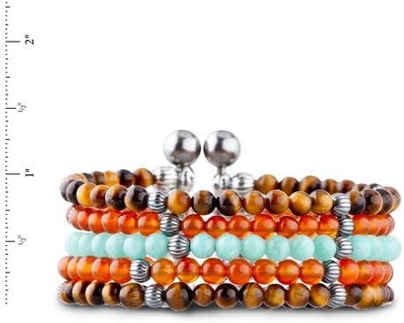 Sterling Silver Earth Tone Gemstone Bracelet Set