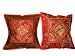 2 Orange Sequin Embroidery Sari Toss Pillow Cushion Covers