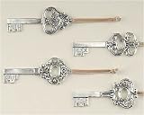 Set of 8 Antique Chic Religious Pewter Keys Christmas Ornaments 5