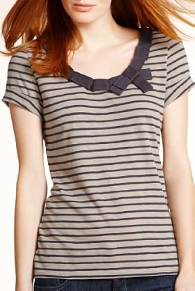 Pure Cotton Tape Neckline Stripe T-Shirt [T41-2509A-S-LCTB]