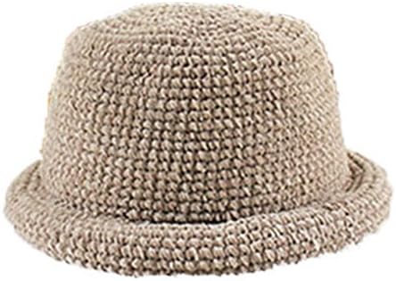 HevenJx Women's Winter Warm & Fashion Bucket Hat Edge Curling Soft Knit Hats Black Red Grey A43 (White)