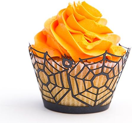 Cupcake Wrappers Spiders Web x50pcs. 3 wraps to choose in shimmering black (Spider Web)