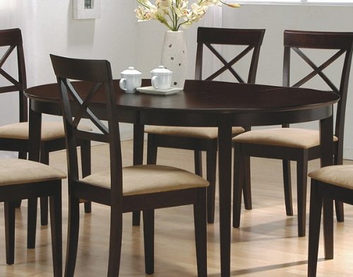 Contemporary Cappuccino Finish Oval Dining Table