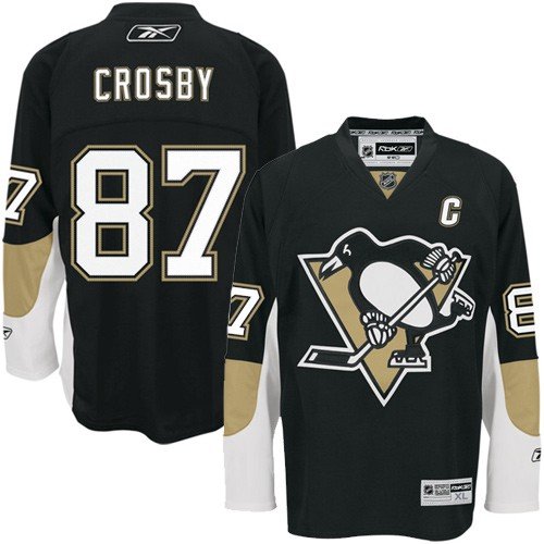 NHL Men's Pittsburgh Penguins #87 Sidney Crosby Reebok Edge Premier Player Jersey (Black, Medium)