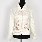 Shanghai Tone® Butterfly Floral Top Jacket Blazer White Available Sizes: 0, 2, 4, 6, 8, 10, 12, 14, 16
