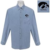 Iowa Hawkeyes NCAA Denim Long Sleeve Button-Down Shirt (Blue)