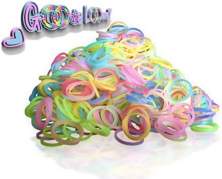GOODIE TOYS-Glow in the Dark PREMIUM Loom Rubber Bands Refills Bag**1000+ Glow In The Dark Rubber Bands, 48 S-Clips, Money Back Guarantee if Not Satisfied