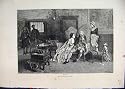 1871 DINING ROOM SCENE ROMANCE DOG TABLE CHAIR PRINT